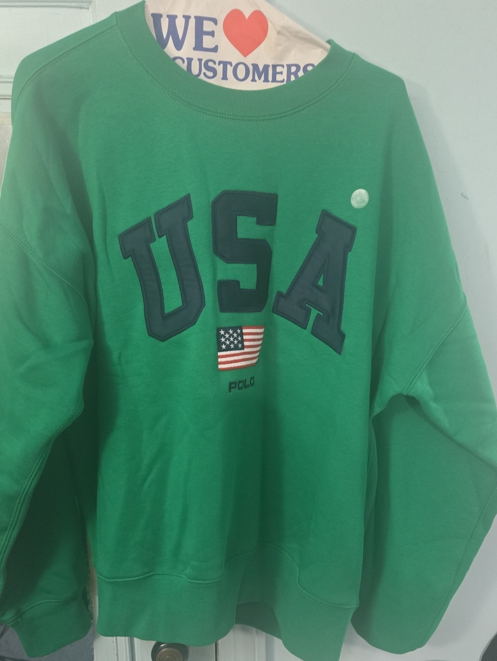 Polo by Ralph Lauren Mens Green USA Appliqué Sweatshirt